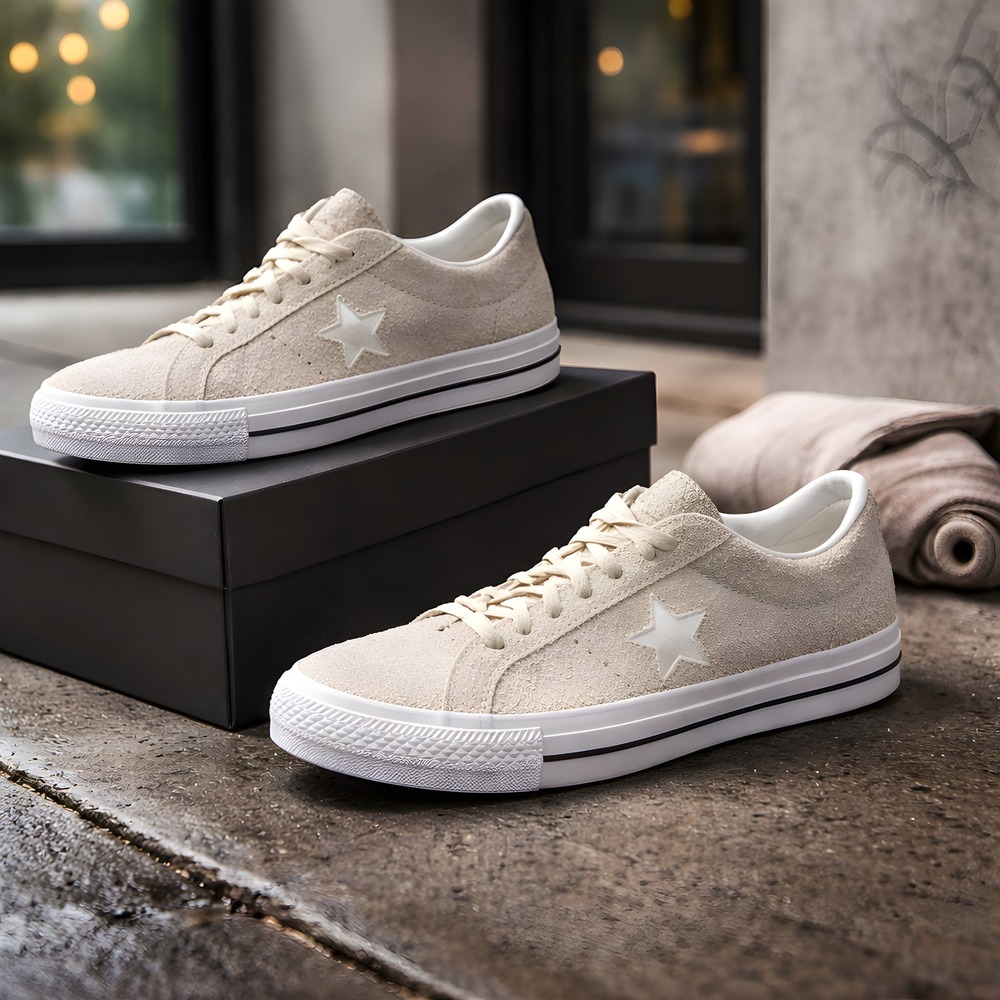 Converse One Star Pro Low Egret White Hairy Suede Skate Shoes Mens 9.5 159591C